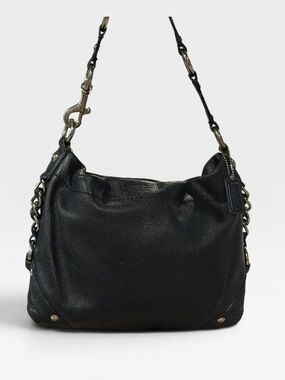 Coach Y2K Madison Maggie Black Hobo Bag Pebbled Leather Purple Lining